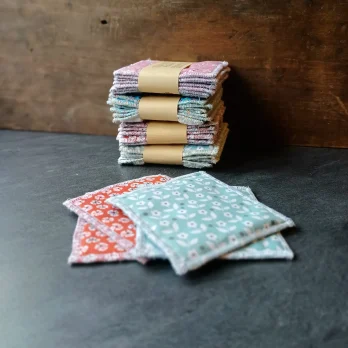 Lingettes démaquillantes en tissu, carrées, fabrication artisanale